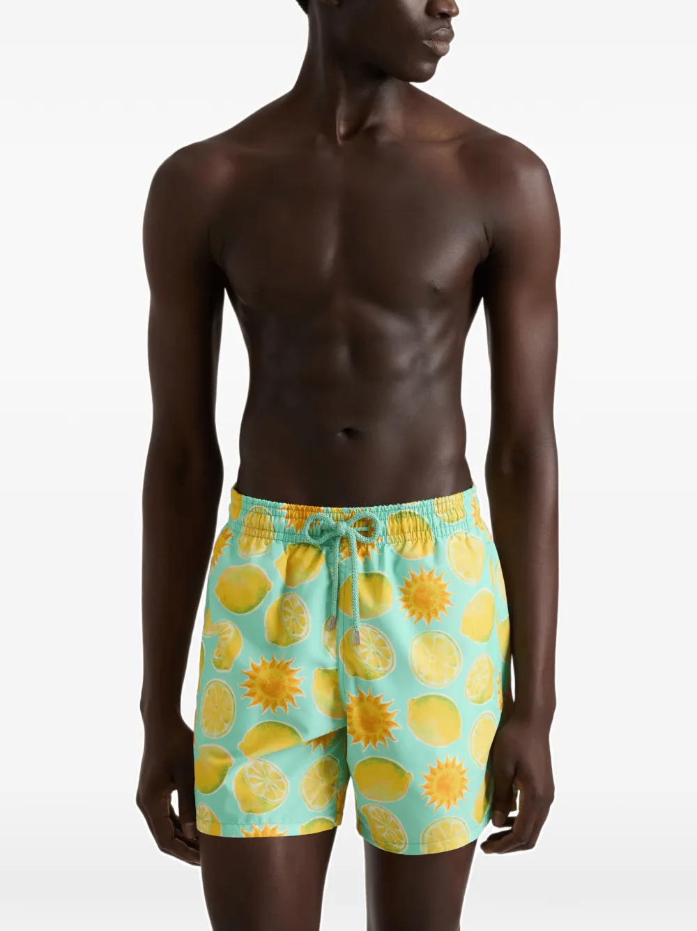 Vilebrequin Zwembroek met limonade-print en trekkoord Blauw