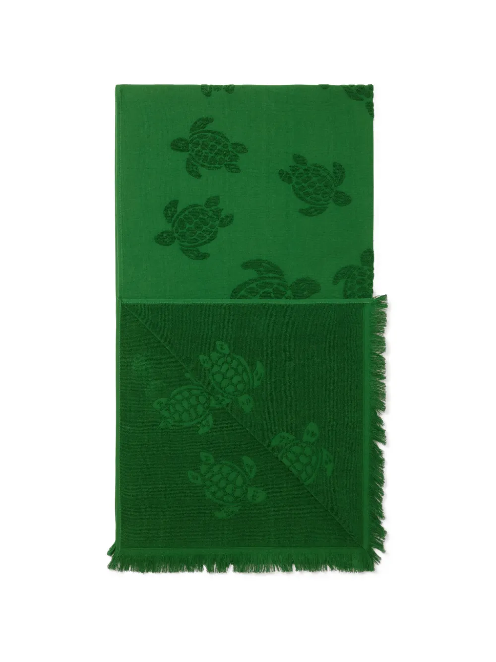 Vilebrequin Santah strandlaken met schildpadjacquard en franje Groen