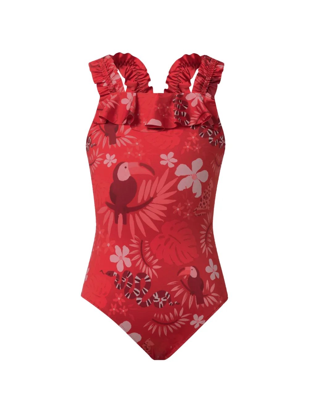Vilebrequin Kids printed ruffled swimsuit - Rot