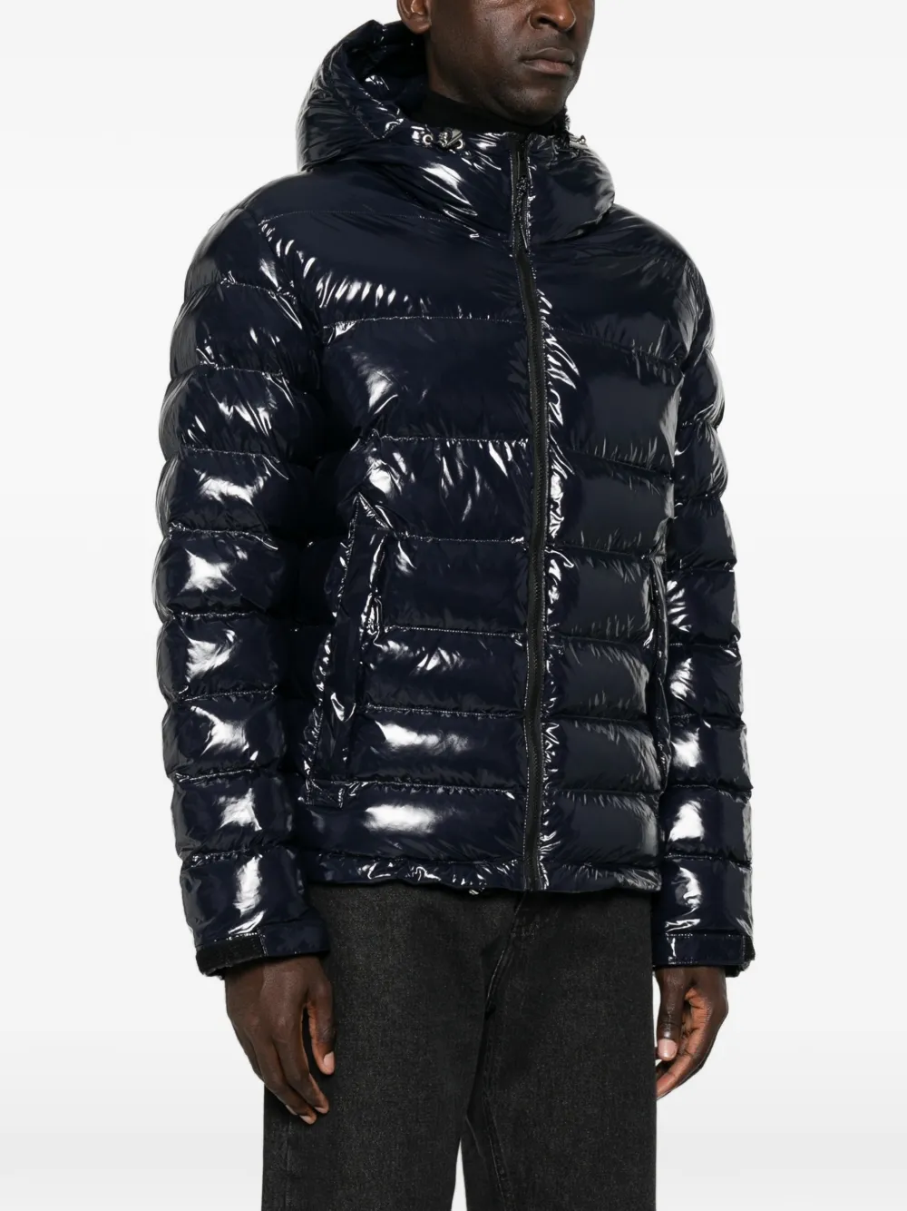 Napapijri glossy quilted hooded jacket Blauw