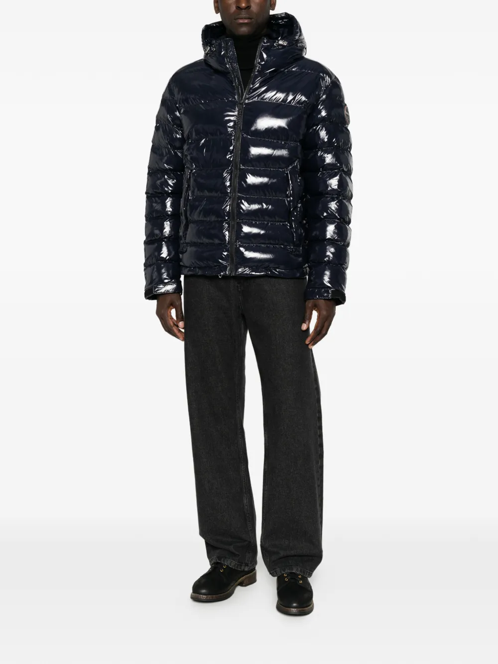 Napapijri glossy quilted hooded jacket Blauw