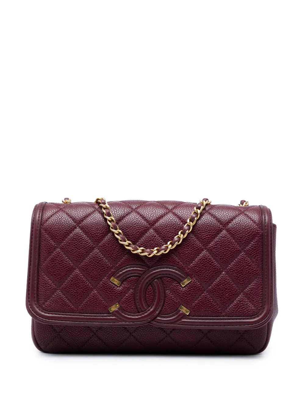 CHANEL Pre-Owned 2016-2017 Small Quilted Caviar CC Filigree Flap crossbody bag - Rosso