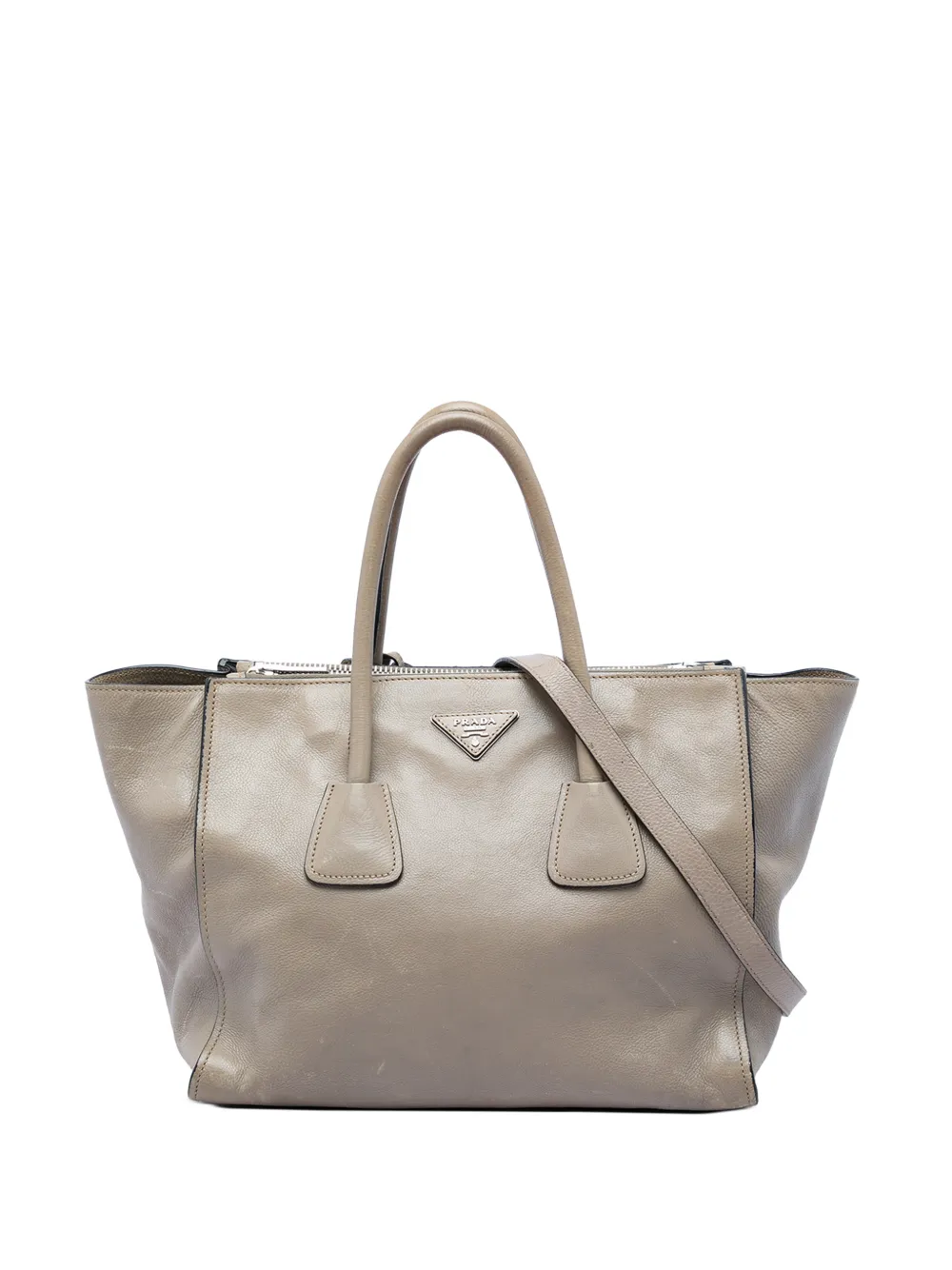 Prada Pre-Owned 2015-2026 Glace Calf Twin Pocket Double Handle satchel - Marrone