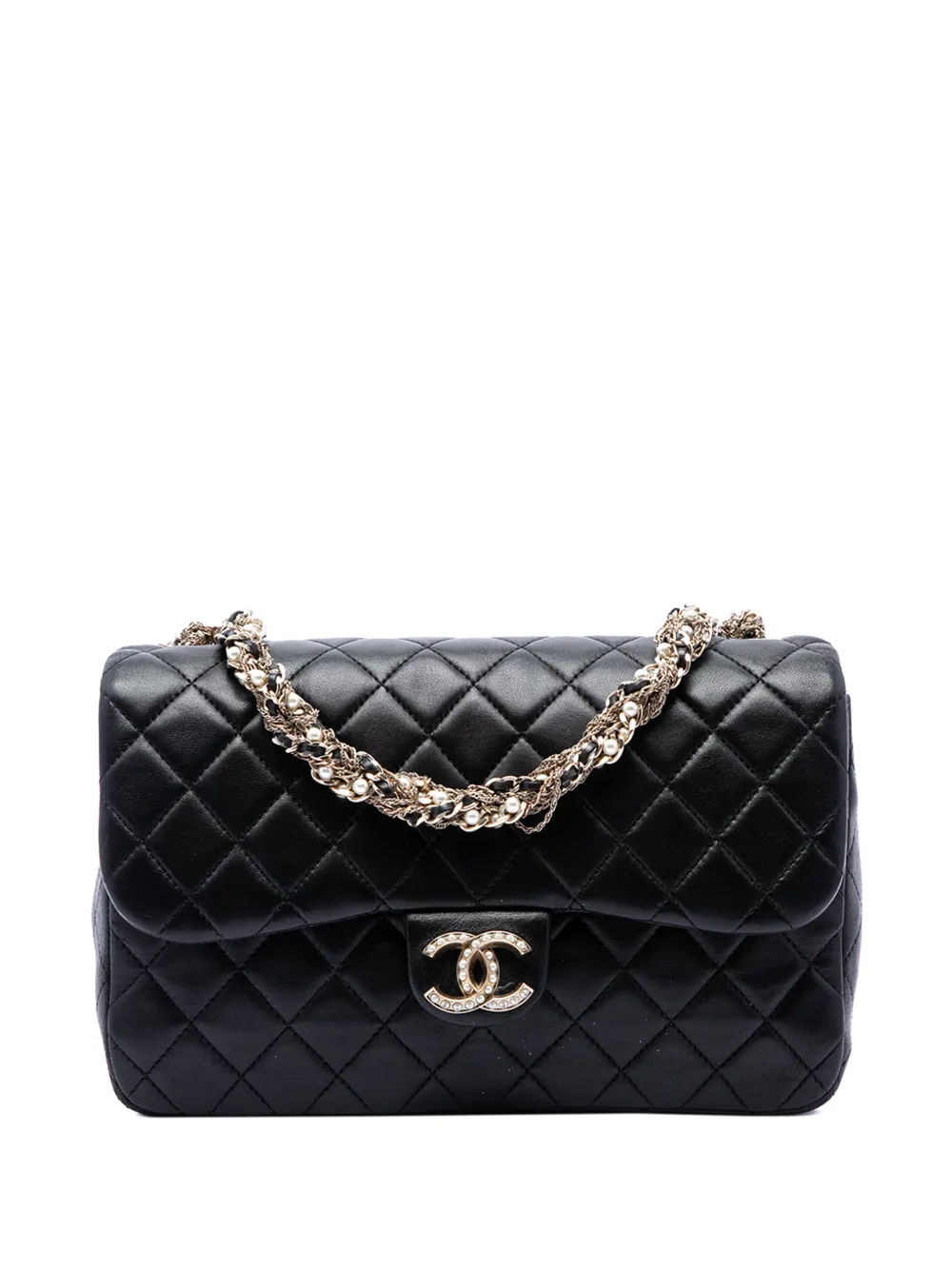 CHANEL Pre-Owned 2014-2015 Medium Quilted Lambskin Westminster Pearl Flap shoulder bag - Nero