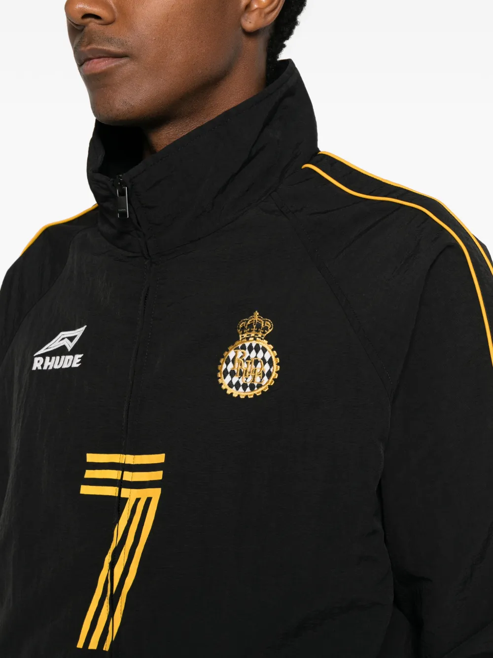 RHUDE logo-print side-stripe lightweight jacket Zwart