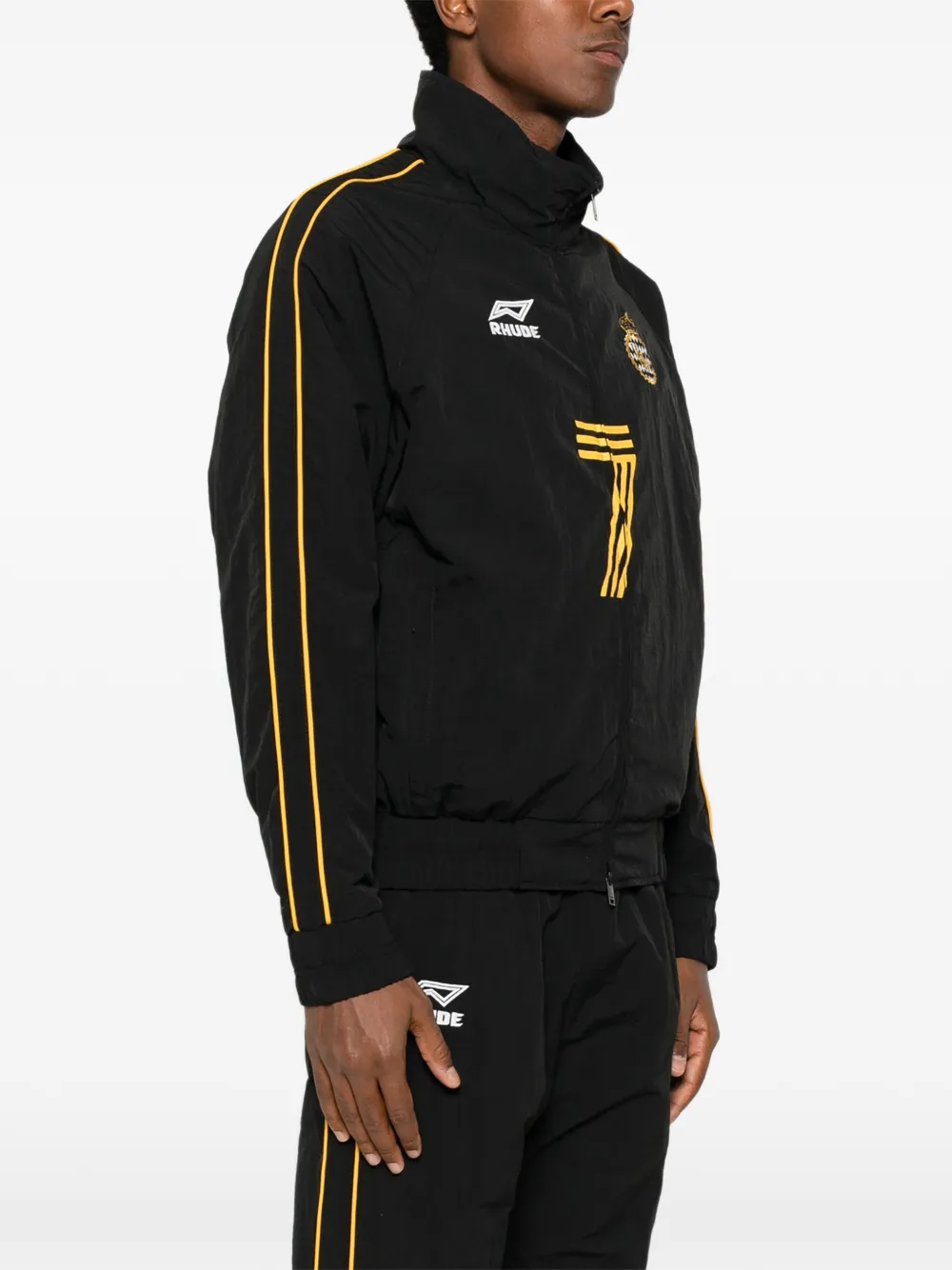 RHUDE logo-print side-stripe lightweight jacket Zwart