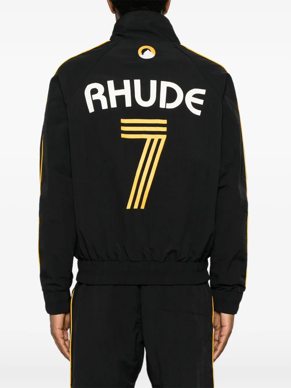 RHUDE logo-print side-stripe lightweight jacket Zwart