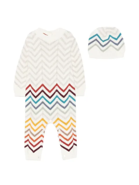 Missoni Kids zigzag-knit beanie hat and jumpsuit set