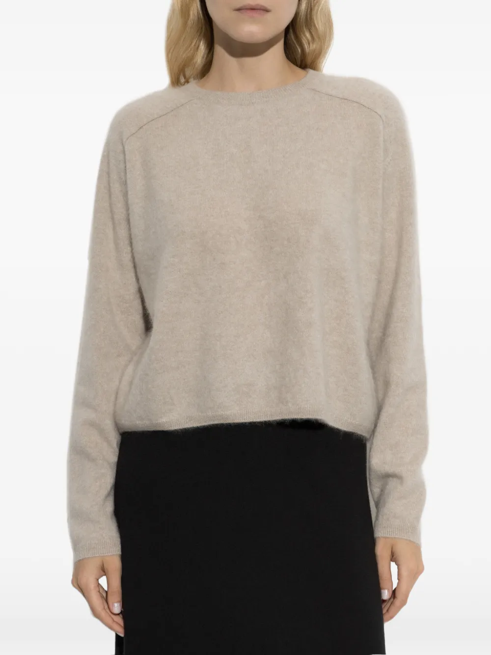 Lisa Yang Lexia trui met ronde hals en geborsteld effect Beige