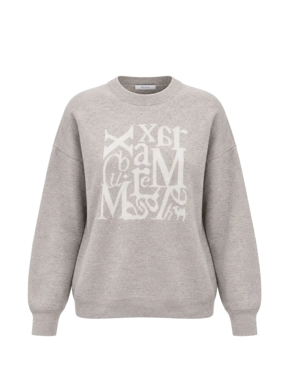 Max Mara logo-intarsia crew-neck sweater - Neutrals