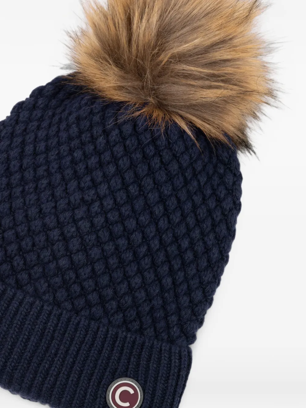 Colmar Wafelgebreide muts met pompon Blauw