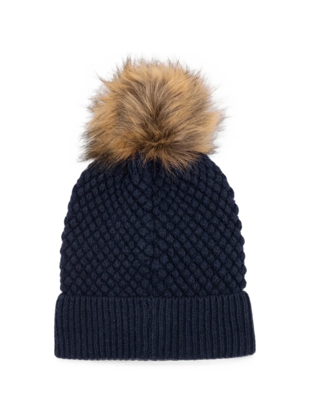 Colmar Wafelgebreide muts met pompon Blauw