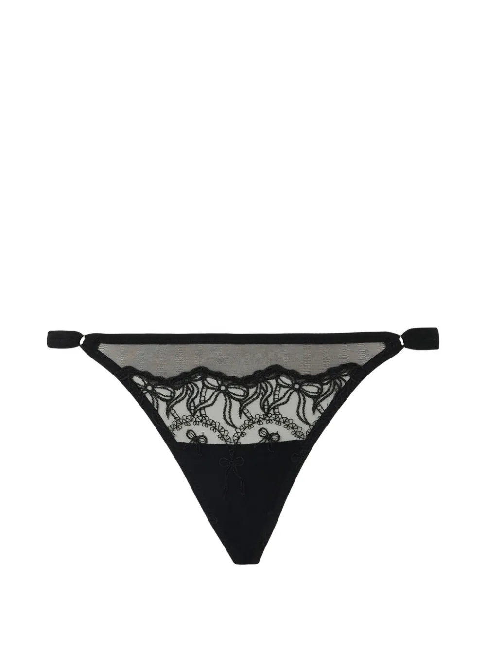 TWINSET embroidered tulle thong - Nero