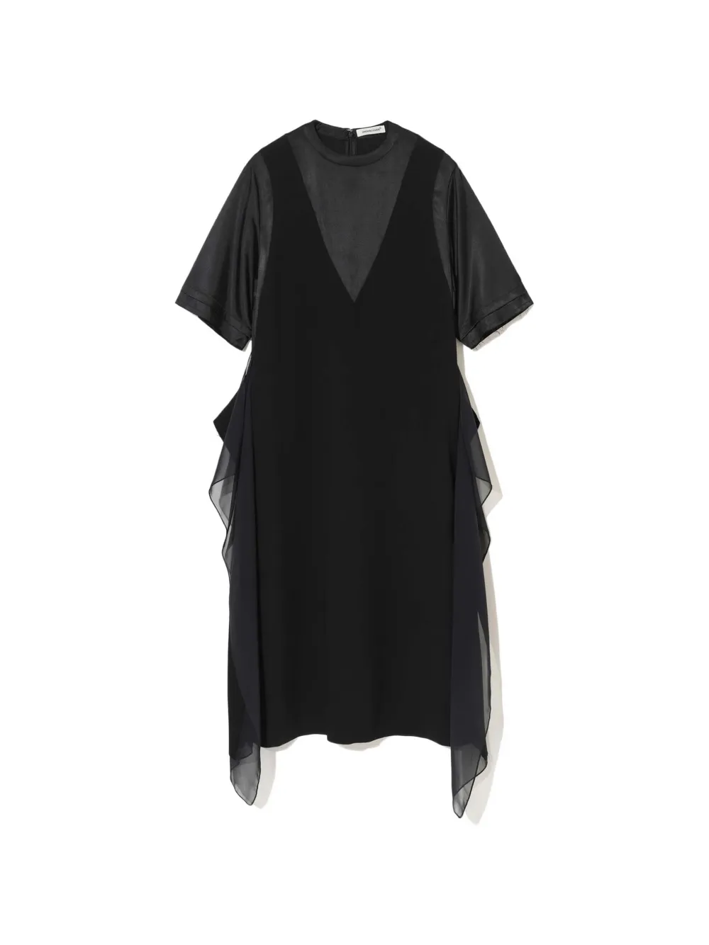 Undercover Ruffled Panelled Midi Dress In Black