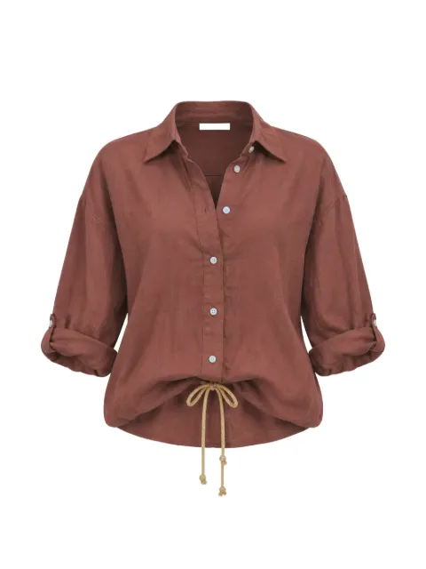 TRUE AVENUE Leila drawstring linen shirt