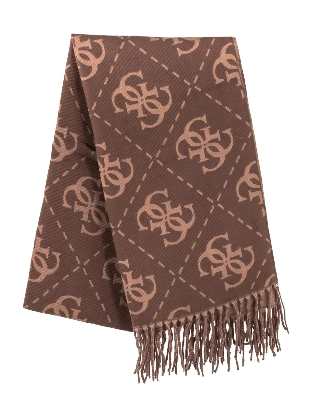 GUESS USA Sjaal met monogram-print en franje Bruin