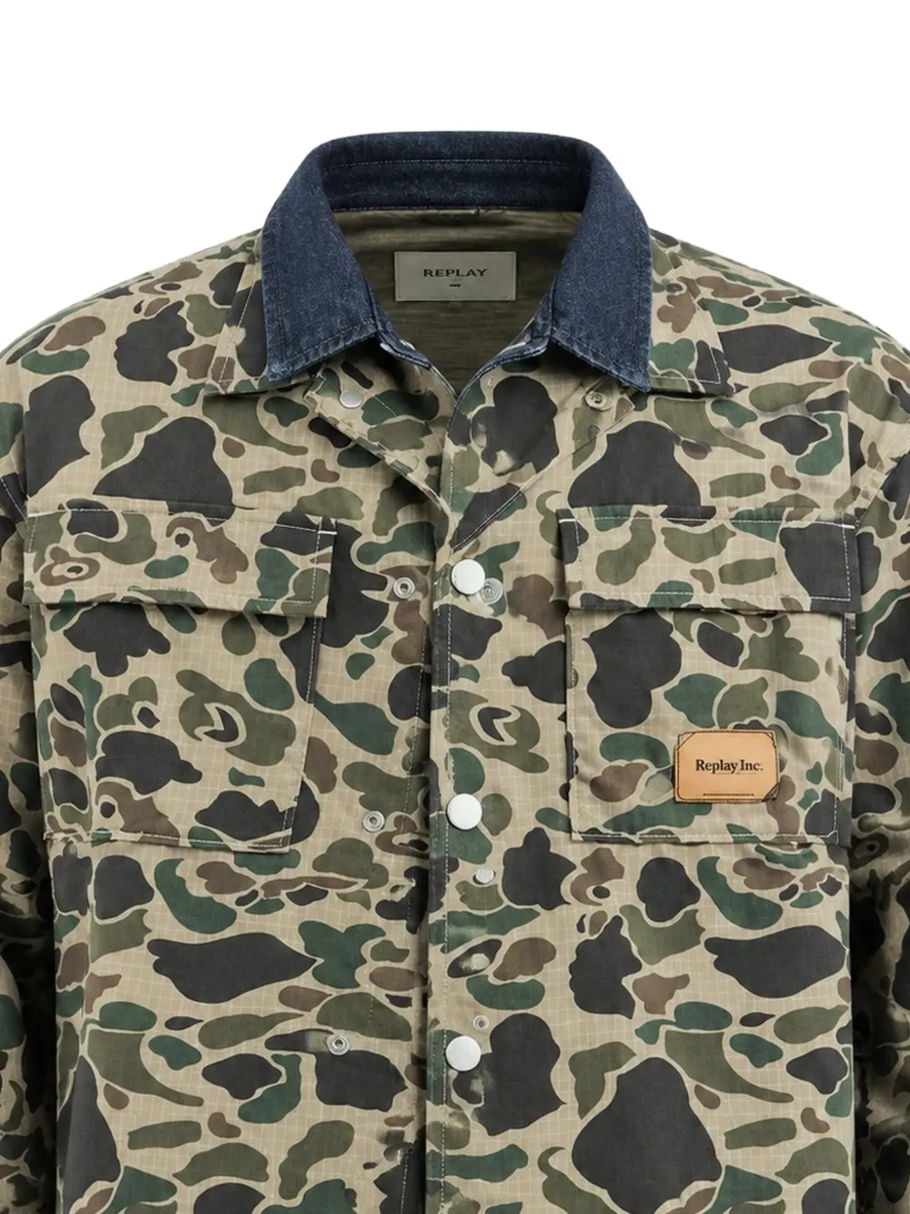Replay Welder shirtjack met camouflage-print en logo-patch Groen