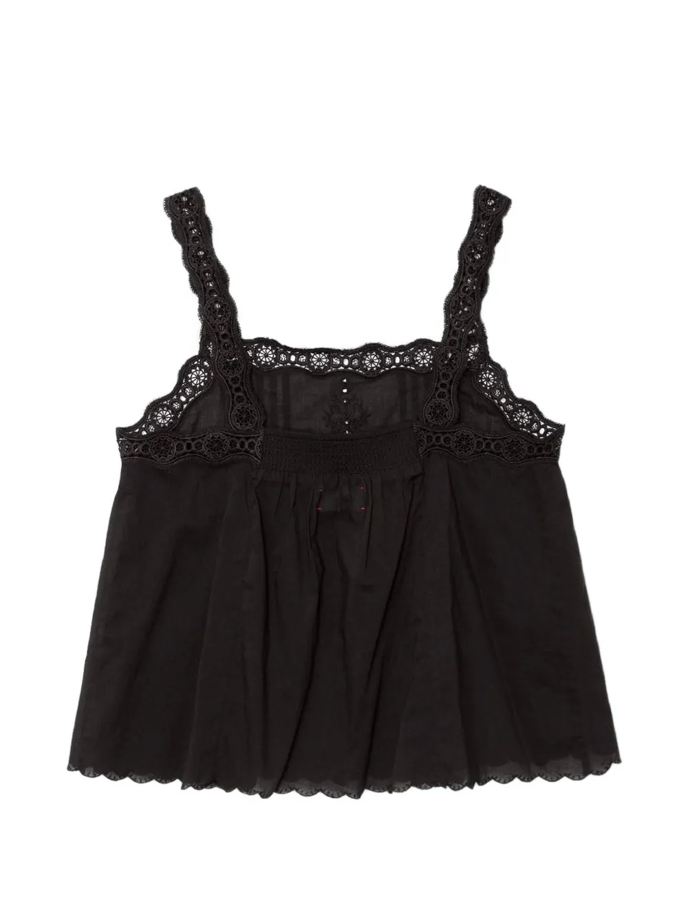 Xirena Abby broderie anglaise blouse met gewelfde afwerking Zwart