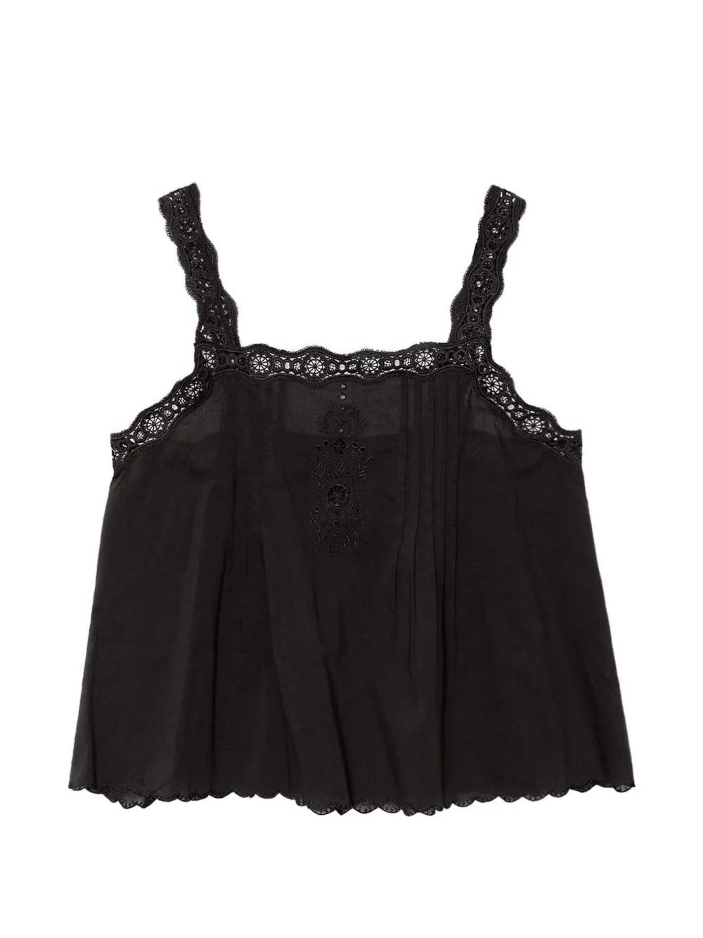 Xirena Abby Broderie-anglaise Scallop-edge Blouse In Black