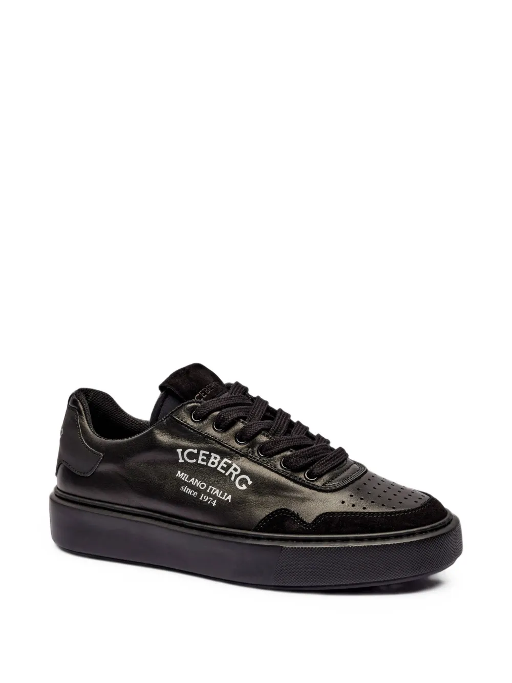 Iceberg logo-print panelled sneakers Zwart