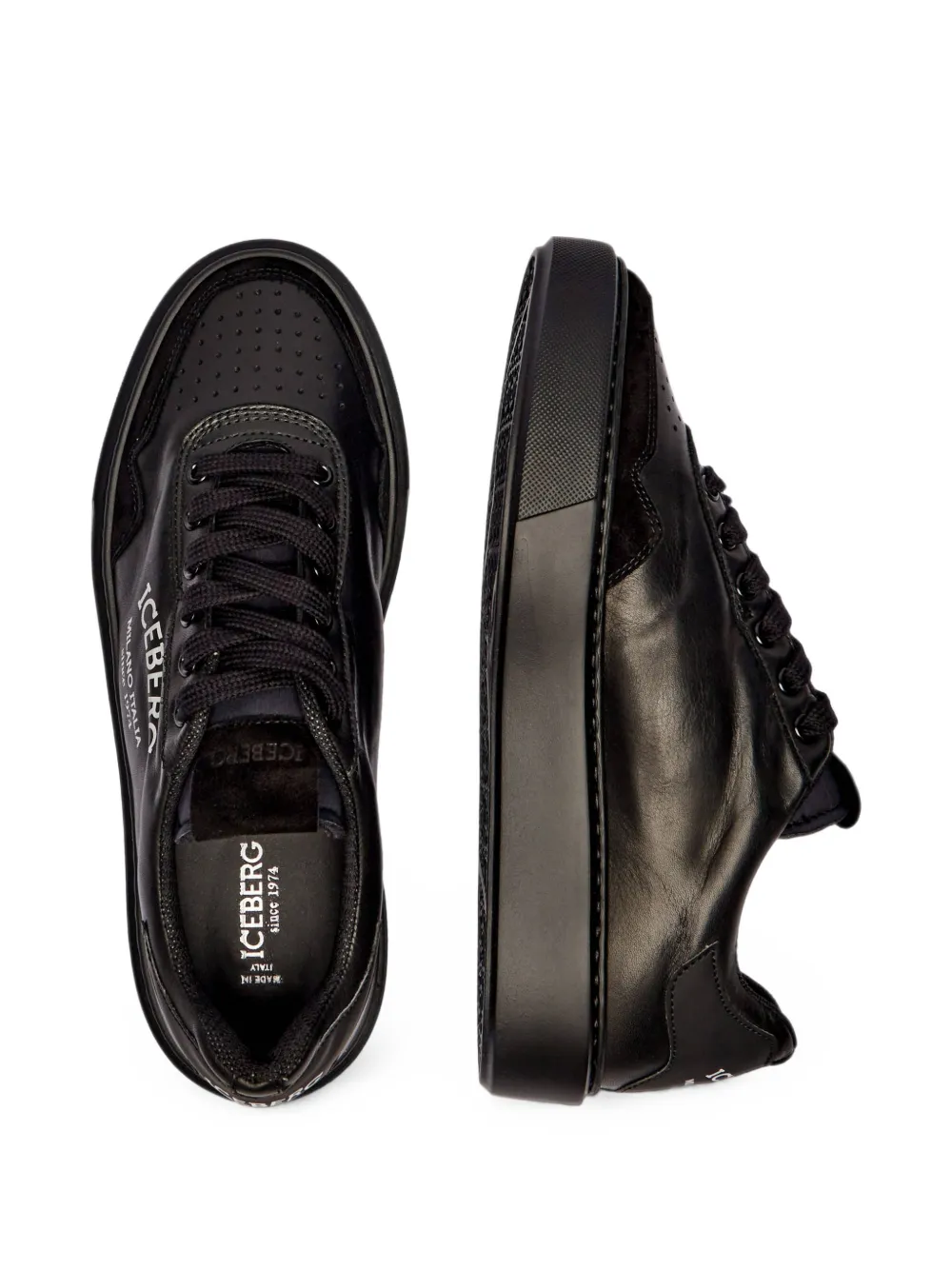 Iceberg logo-print panelled sneakers Zwart