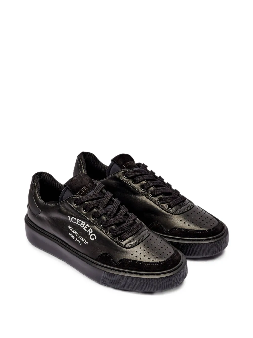 Iceberg logo-print panelled sneakers Zwart