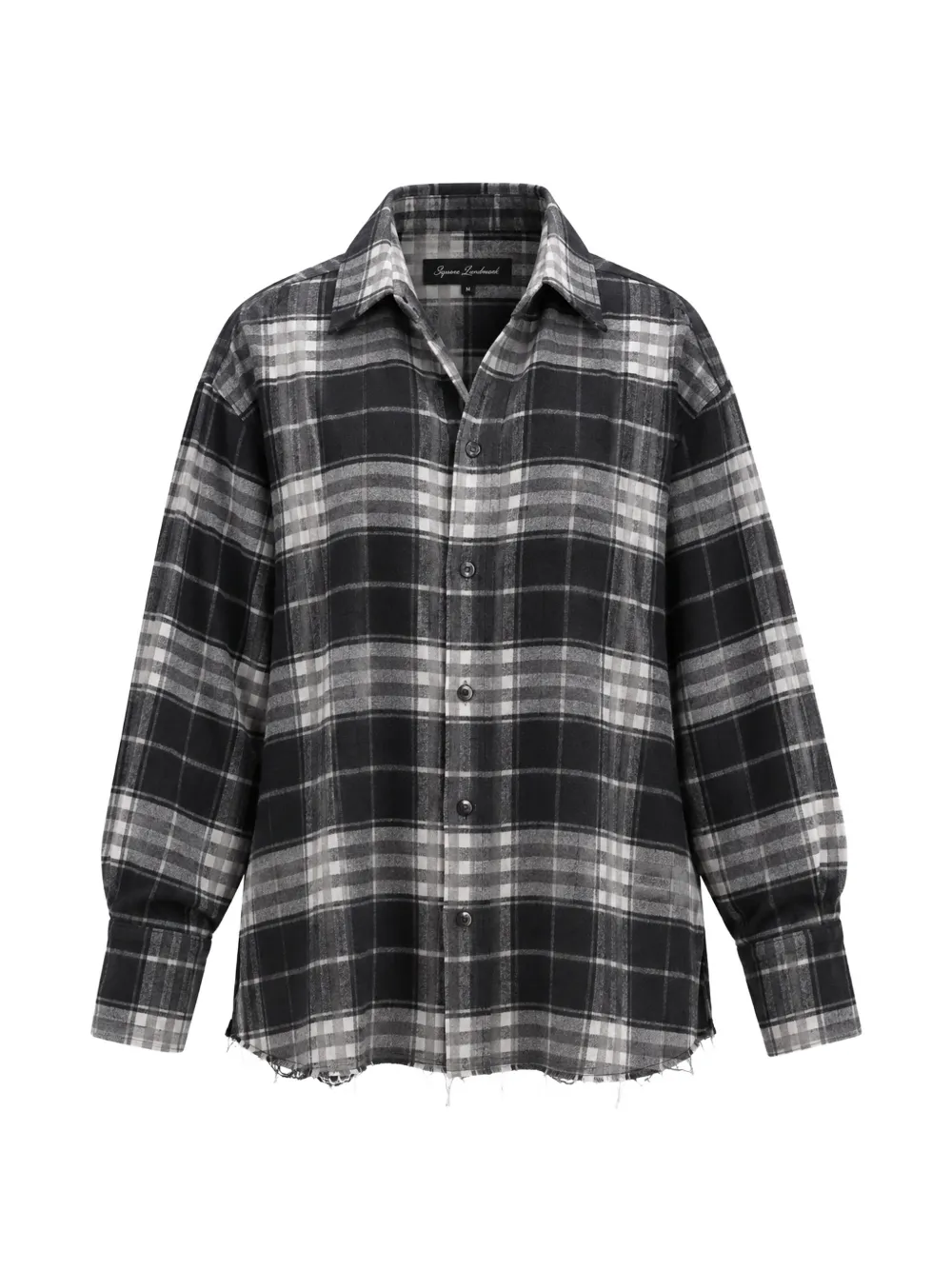 ICON DENIM check-pattern frayed shirt