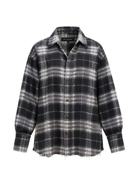 ICON DENIM check-pattern frayed shirt