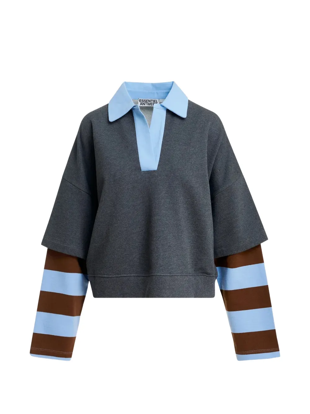 Essentiel Antwerp layered striped-sleeve sweatshirt - Gris Essentiel Antwerp layered striped-sleeve sweatshirt - Gris