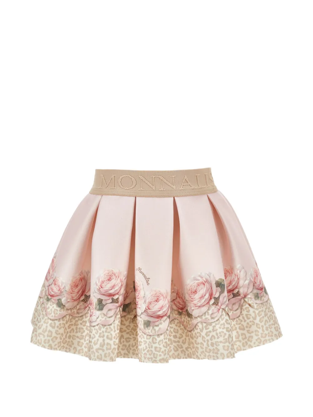 Monnalisa minijupe à fleurs et imprimé léopard - Rose Monnalisa minijupe à fleurs et imprimé léopard - Rose