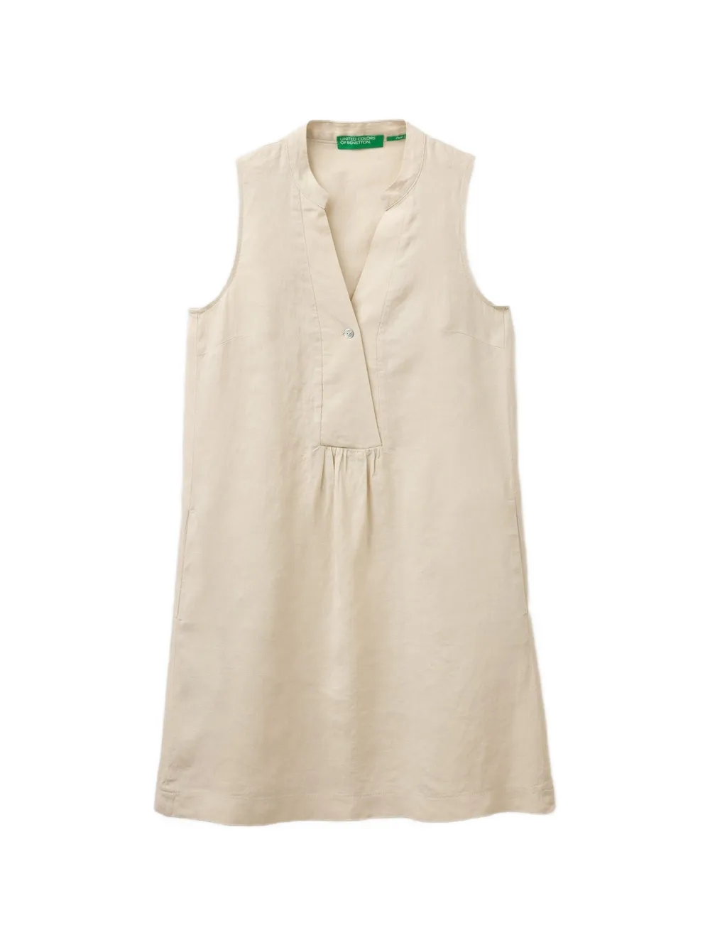 Benetton robe courte en lin à col v - Tons neutres Benetton robe courte en lin à col v - Tons neutres
