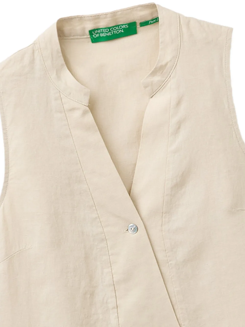 Benetton Mouwloze midi-jurk met V-hals Beige