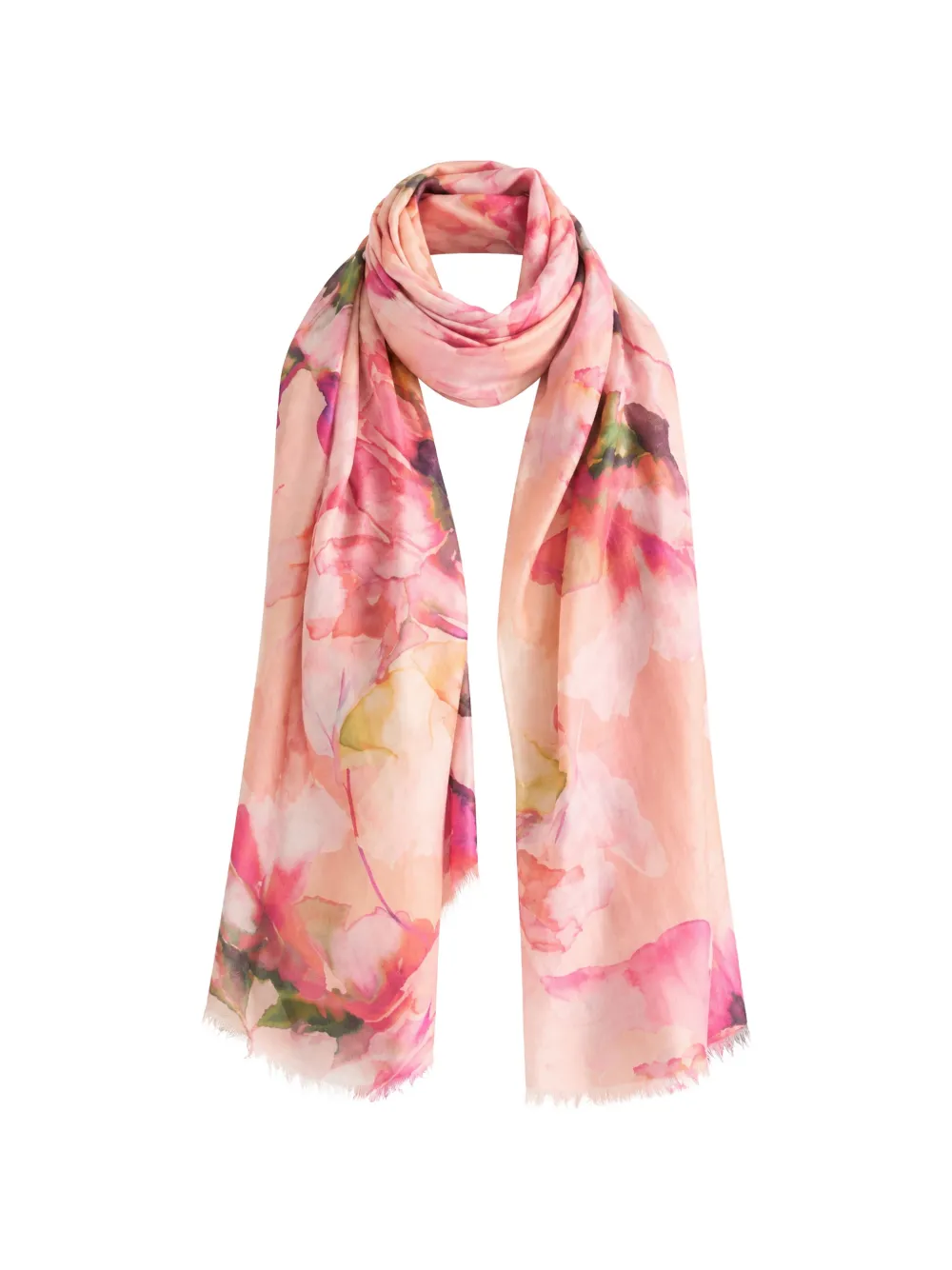 Kinross Cashmere Highland Blooms print scarf - Rosa