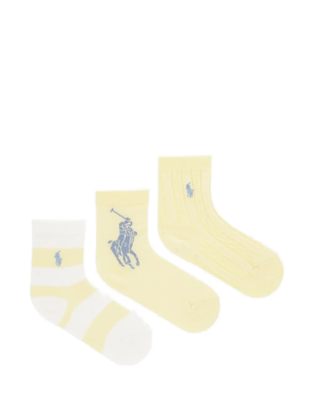 POLO RALPH LAUREN KIDS Pony motif cable-knit socks (set of three) - Giallo