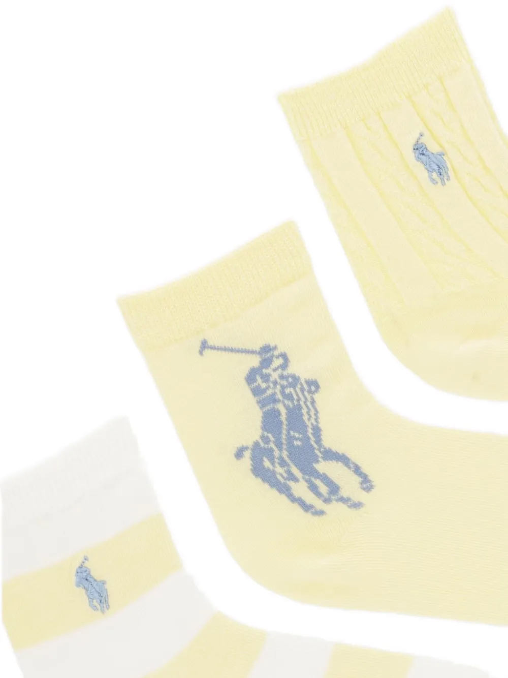 POLO RALPH LAUREN KIDS Pony motif cable-knit socks (set of three) Geel