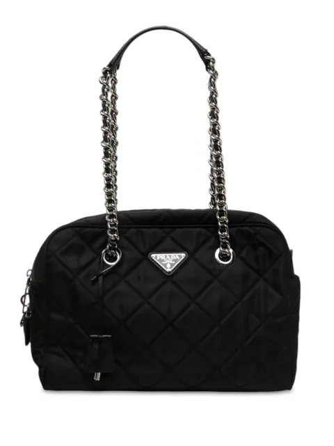 Prada Pre-Owned 2013-2026 Tessuto Impuntu Schultertasche mit Kette