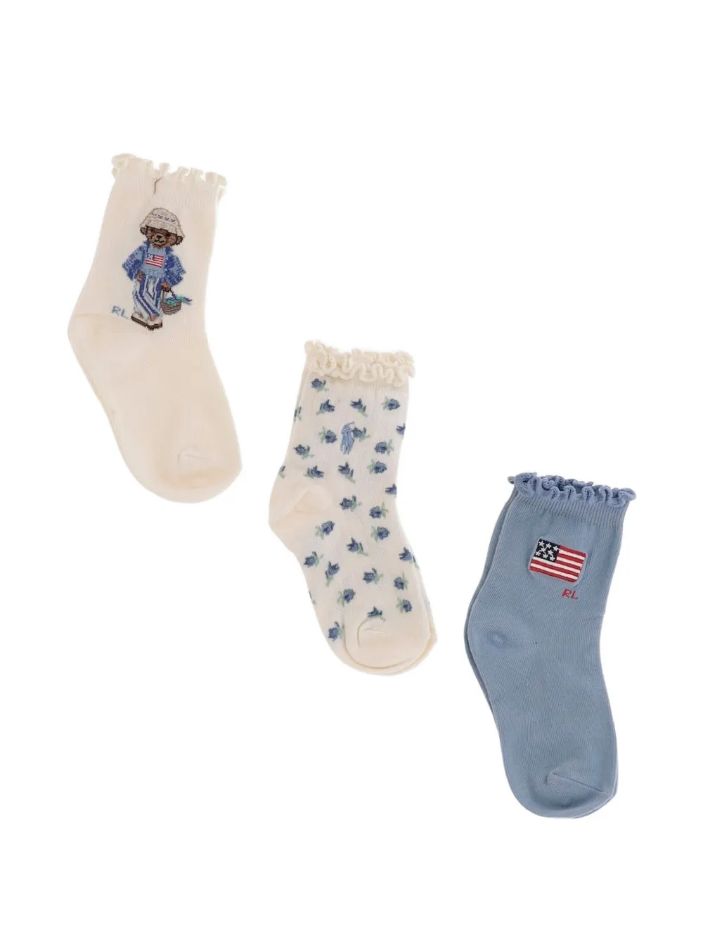 POLO RALPH LAUREN KIDS Polo Bear 3-pack sokken Wit