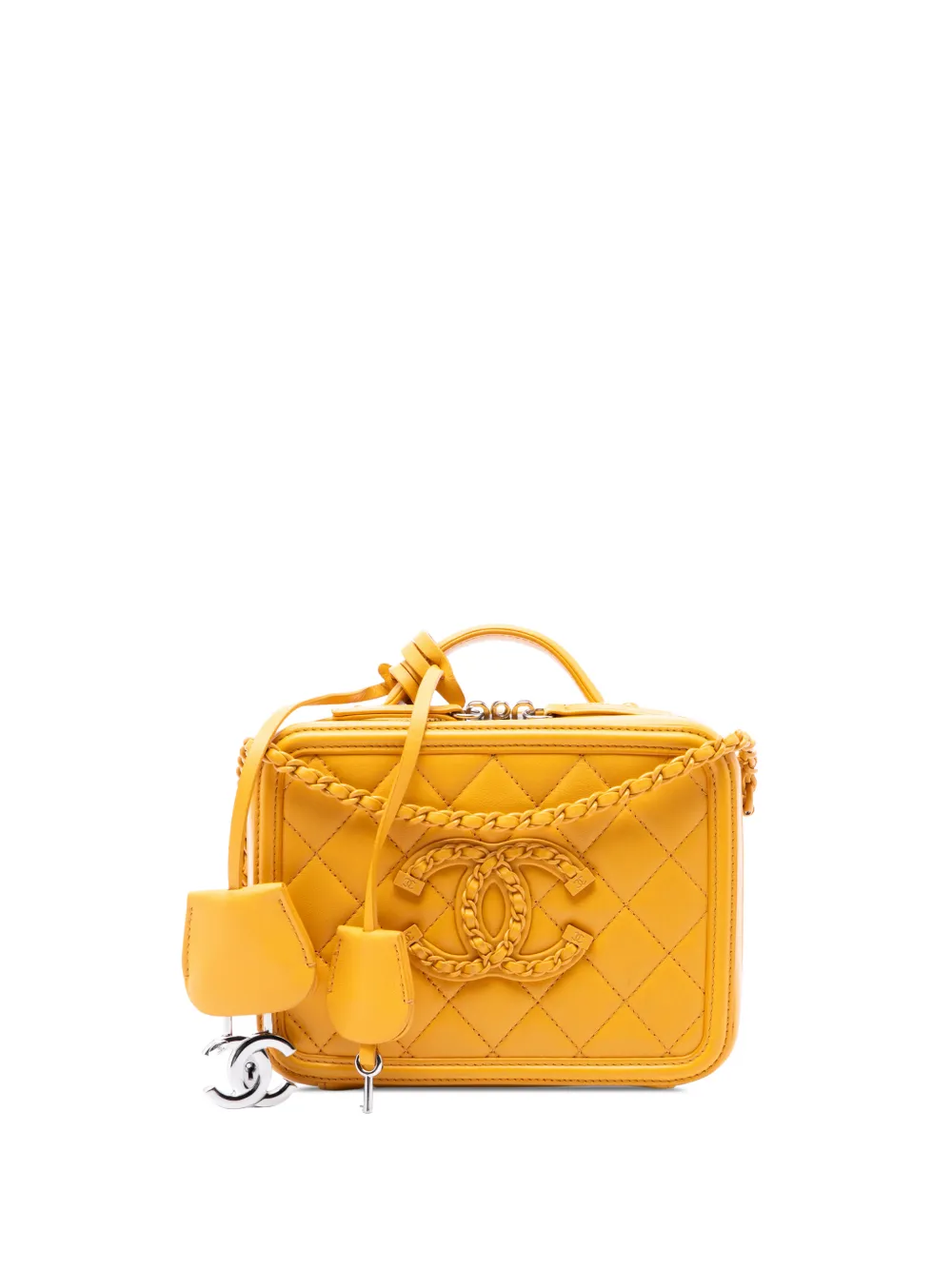 CHANEL Pre-Owned 2020 Small Lambskin CC Filigree Incognito Vanity Case satchel - Giallo