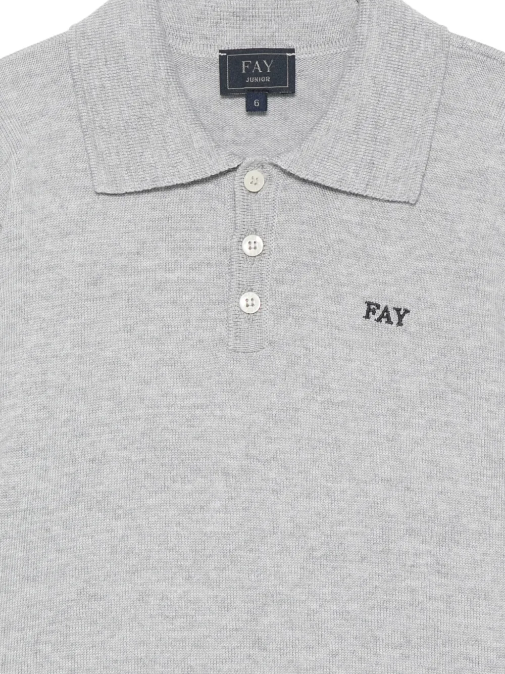 Fay Kids logo-embroidered polo shirt Grijs