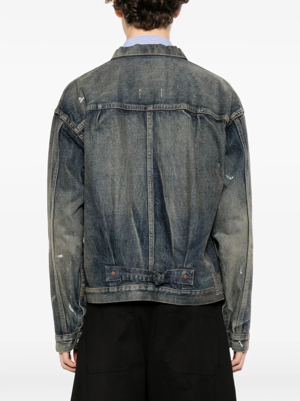 Junya Watanabe MAN Denim jack met patchwork Blauw