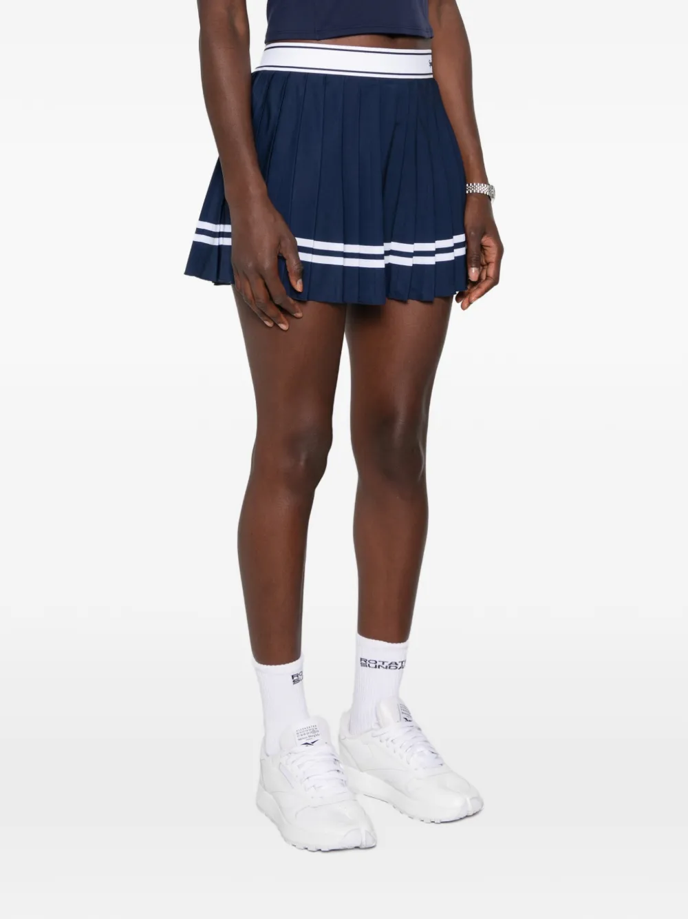 Sporty & Rich Tennis mini-rok met plooien en gestreepte afwerking Blauw