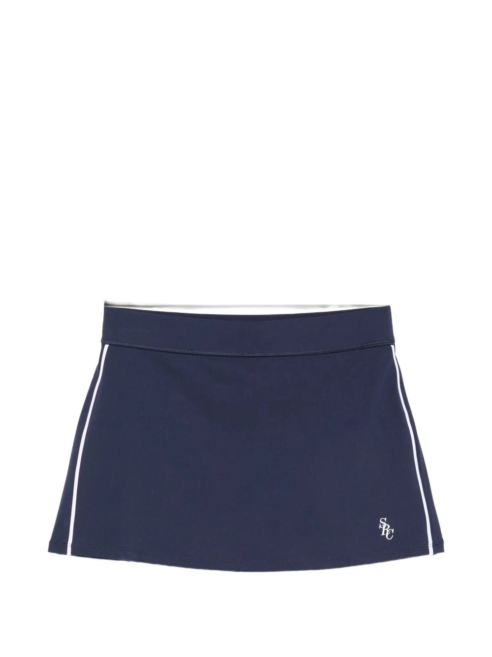Sporty & Rich logo-embroidered contrast-trim tennis mini skirt - Bleu