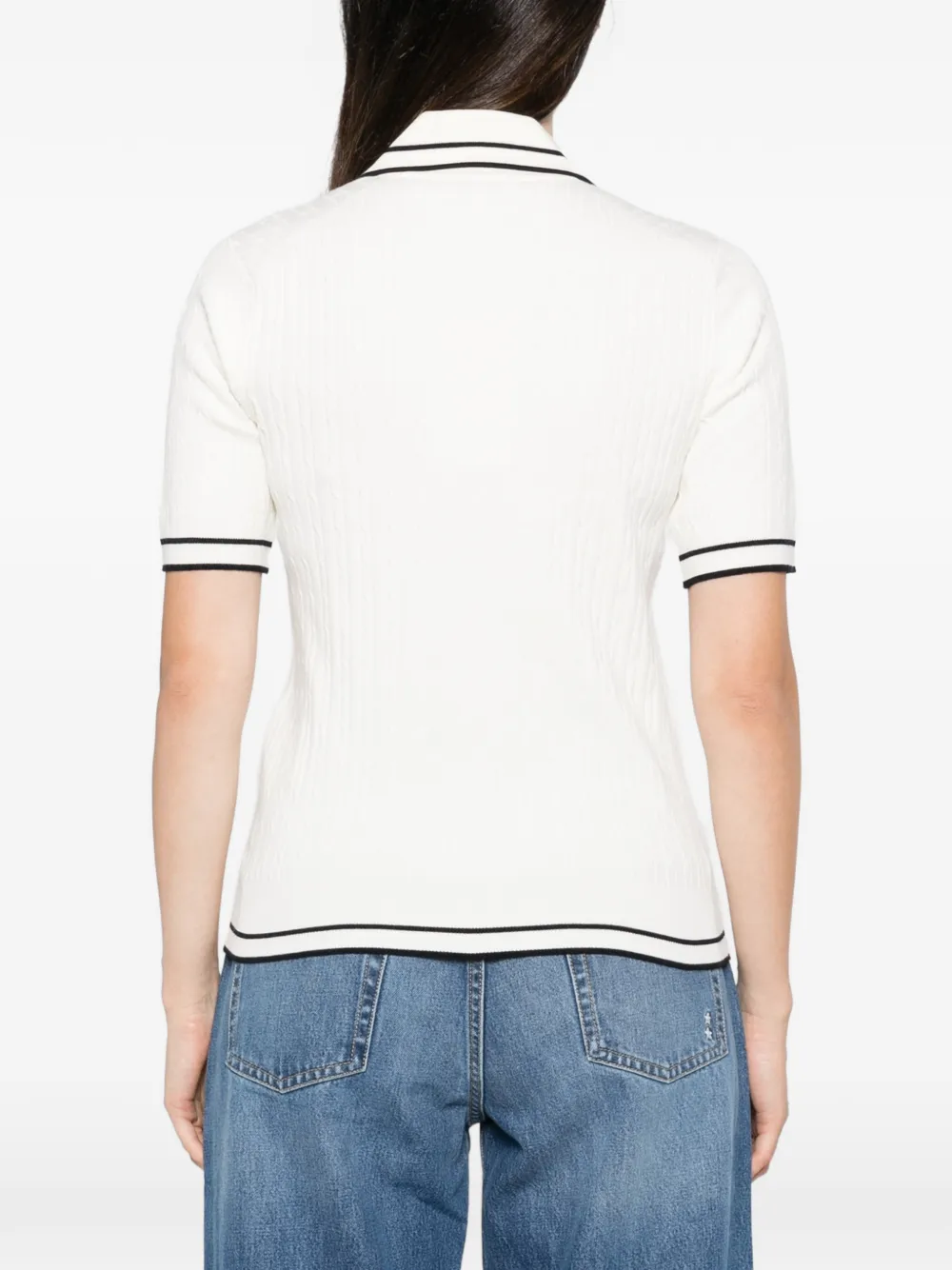 Sporty & Rich Kabelgebreid poloshirt Wit