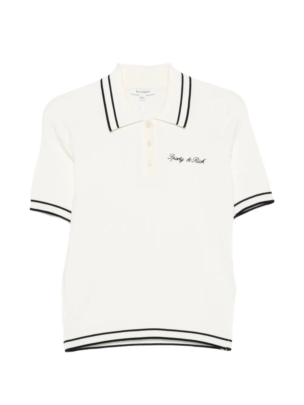 Sporty & Rich cable-knit polo shirt - White