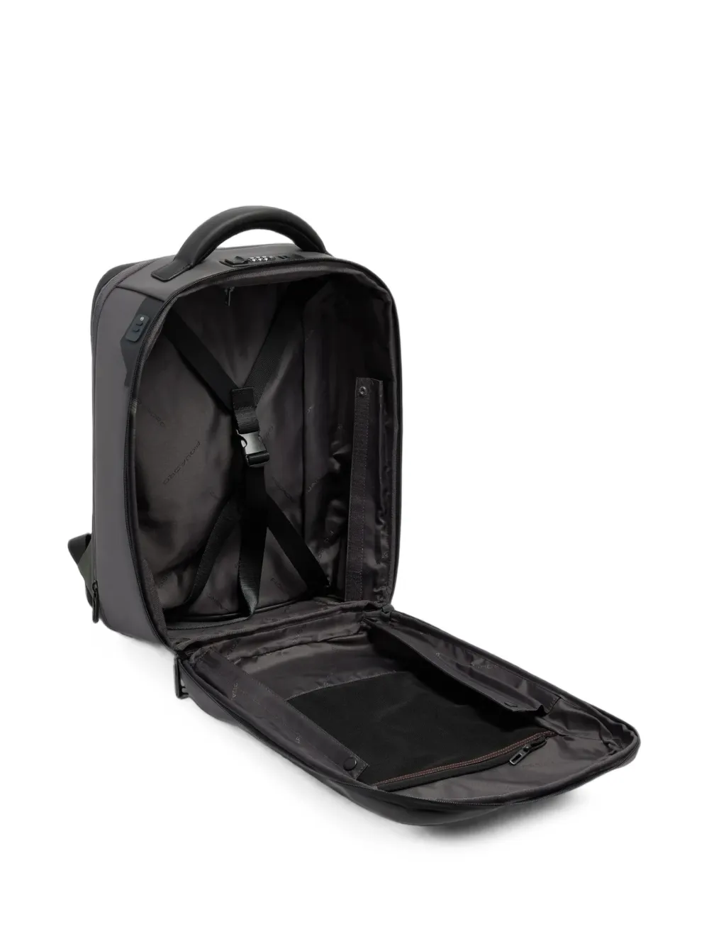 PIQUADRO Expandable 14-inch rugzak met logo-plakkaat en combinatieslot Grijs