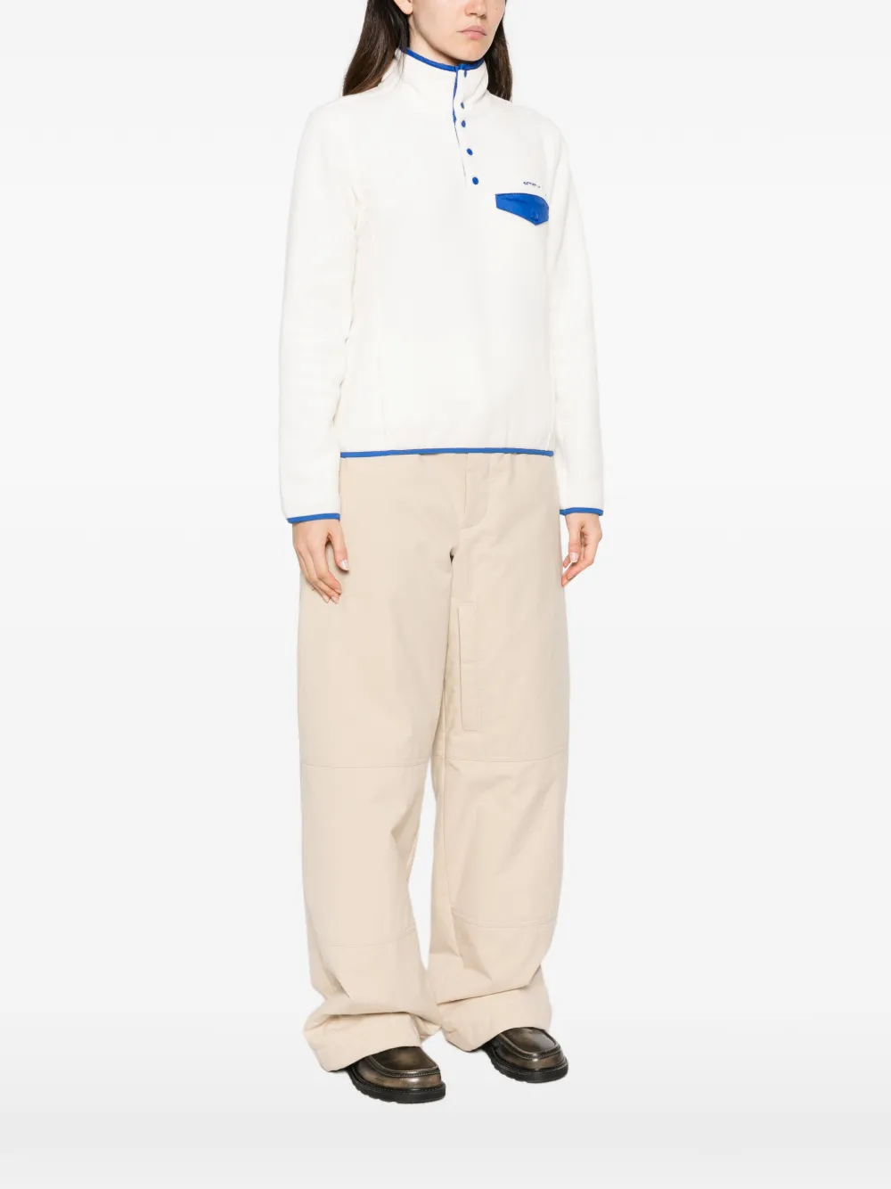Sporty & Rich Fleece sweater met contrasterende afwerking Wit