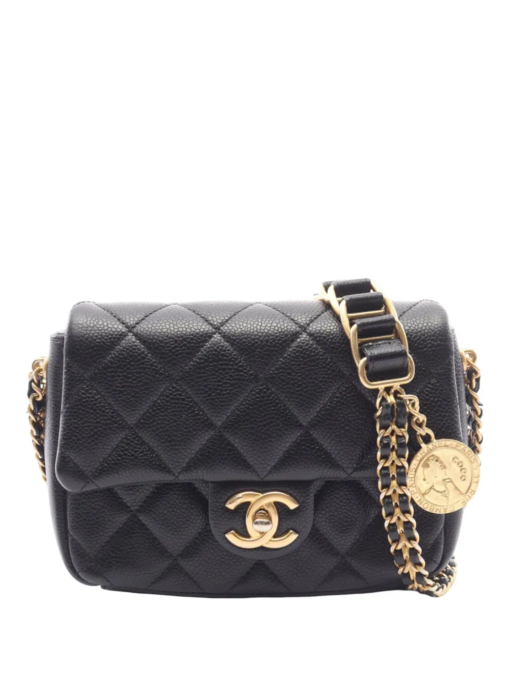 CHANEL Pre-Owned 2021-2026 Mini Quilted Caviar Chain Soul Flap crossbody bag - Nero