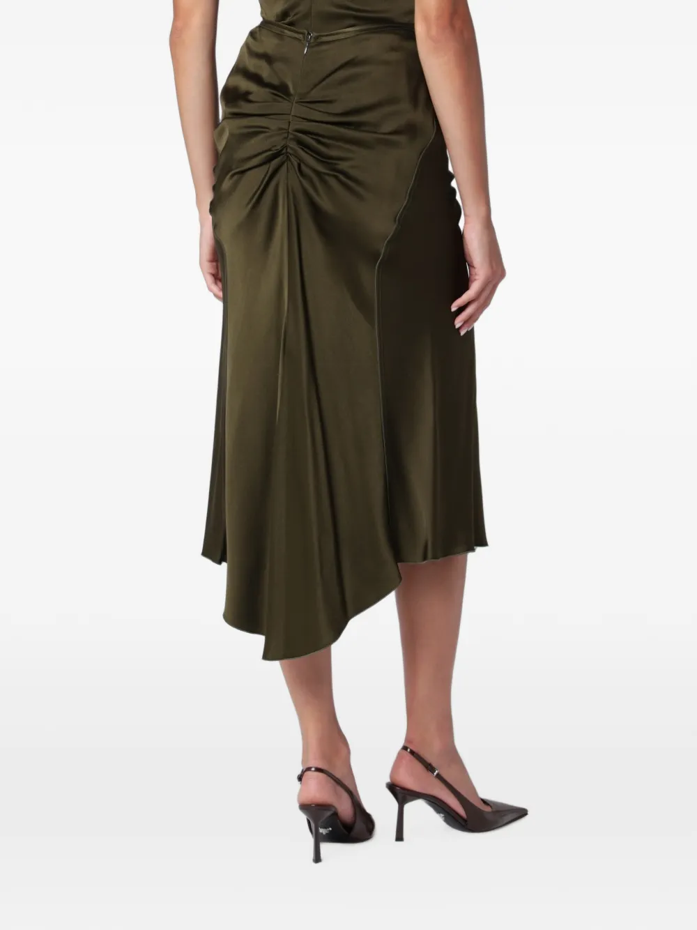 Victoria Beckham Bela midi-rok met ruches Groen