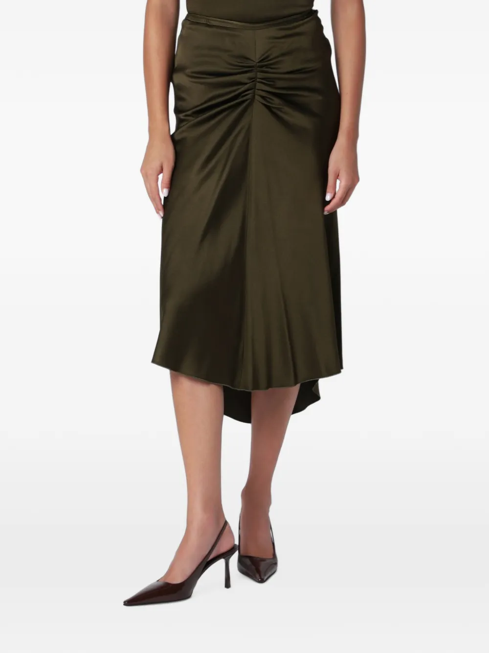 Victoria Beckham Bela ruched-detail midi skirt - Verde