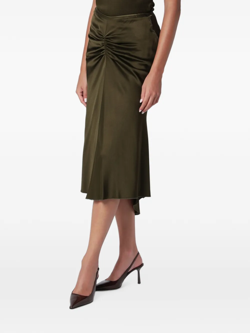 Victoria Beckham Bela midi-rok met ruches Groen